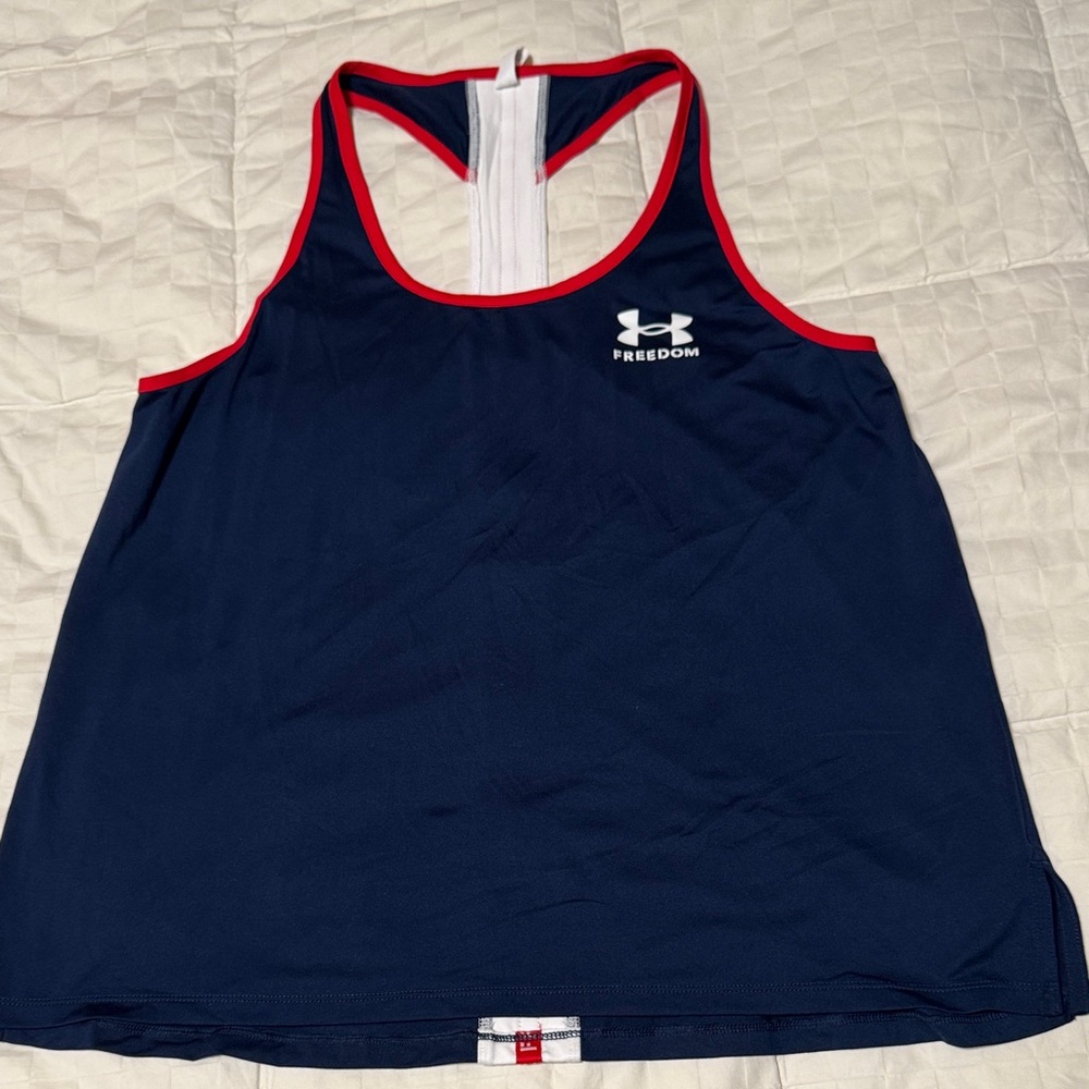 Under Armour Women's Navy and Red Swim Tank